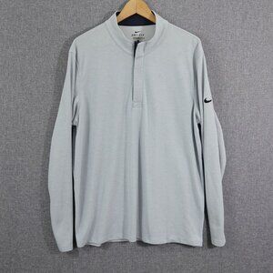 Nike Dri-Fit Large Gray Long Sleeve 1/4 Zip Henley Shirt Athletic Pullover